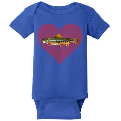 Brook Trout Valentines Day Fish Love Fingerprint Funny Gift Baby Bodysuit