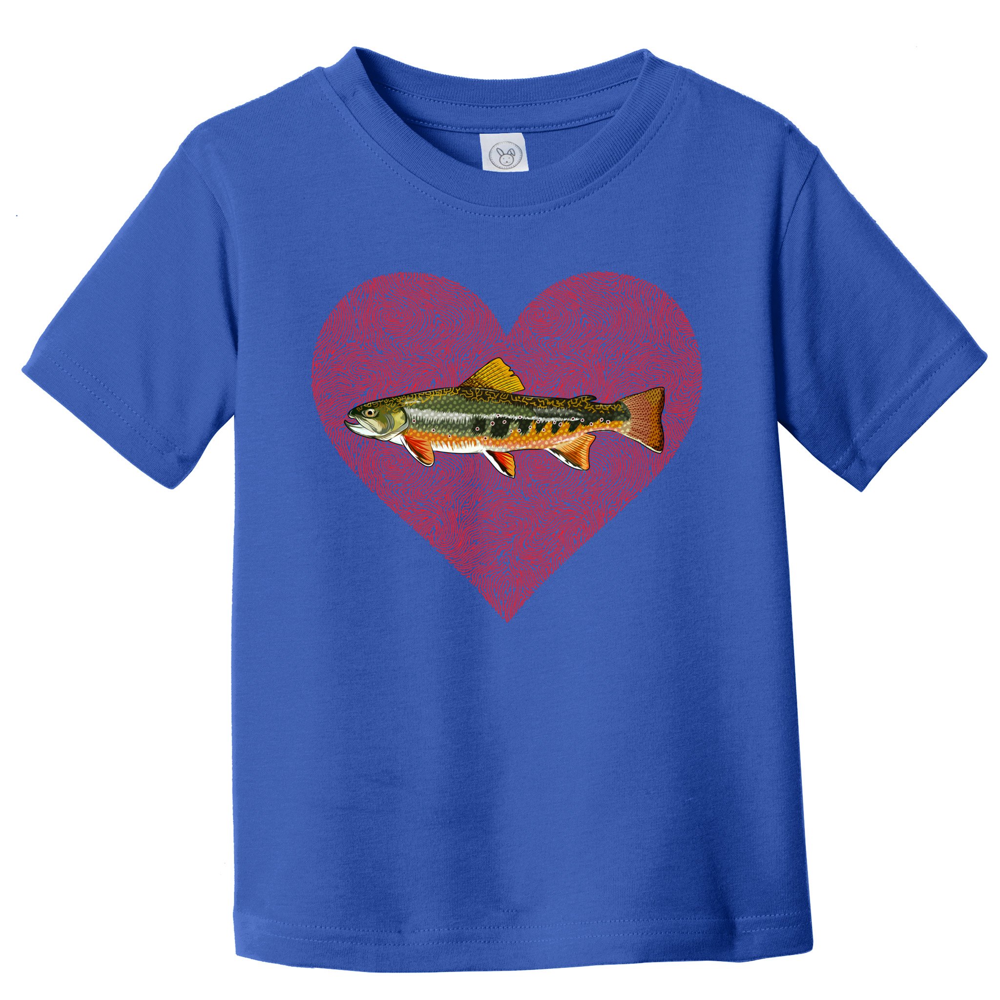 Brook Trout Valentines Day Fish Love Fingerprint Funny Gift Toddler T-Shirt