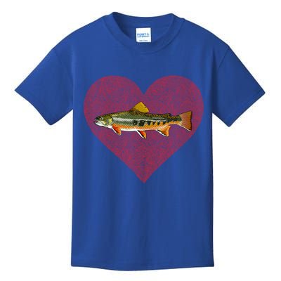 Brook Trout Valentines Day Fish Love Fingerprint Funny Gift Kids T-Shirt