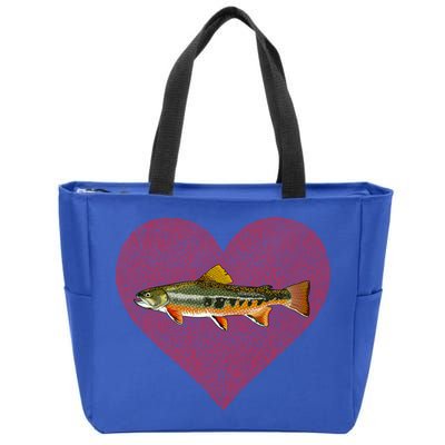 Brook Trout Valentines Day Fish Love Fingerprint Funny Gift Zip Tote Bag