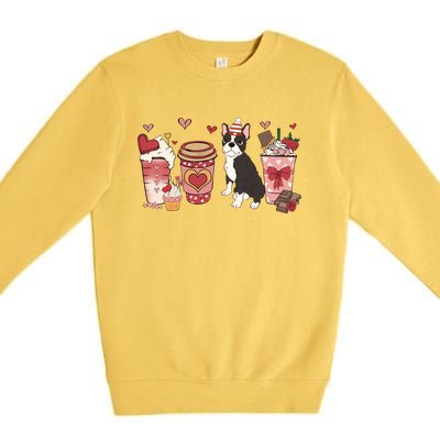 Boston Terrier Valentines Day Dog Mom Coffee Lovers Gift Premium Crewneck Sweatshirt