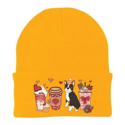 Boston Terrier Valentines Day Dog Mom Coffee Lovers Gift Knit Cap Winter Beanie