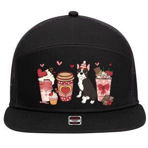 Boston Terrier Valentines Day Dog Mom Coffee Lovers Gift 7 Panel Mesh Trucker Snapback Hat