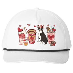 Boston Terrier Valentines Day Dog Mom Coffee Lovers Gift Snapback Five-Panel Rope Hat