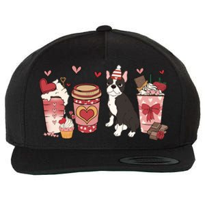 Boston Terrier Valentines Day Dog Mom Coffee Lovers Gift Wool Snapback Cap