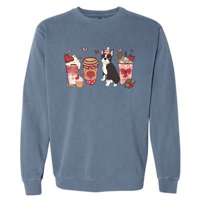 Boston Terrier Valentines Day Dog Mom Coffee Lovers Gift Garment-Dyed Sweatshirt