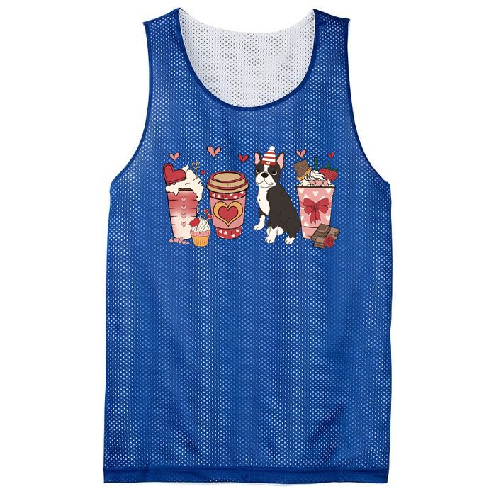 Boston Terrier Valentines Day Dog Mom Coffee Lovers Gift Mesh Reversible Basketball Jersey Tank