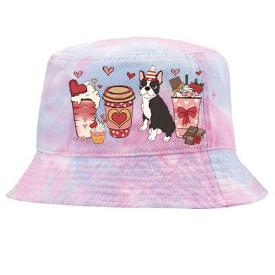 Boston Terrier Valentines Day Dog Mom Coffee Lovers Gift Tie-Dyed Bucket Hat