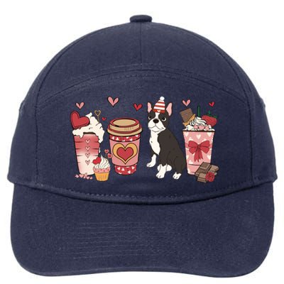 Boston Terrier Valentines Day Dog Mom Coffee Lovers Gift 7-Panel Snapback Hat