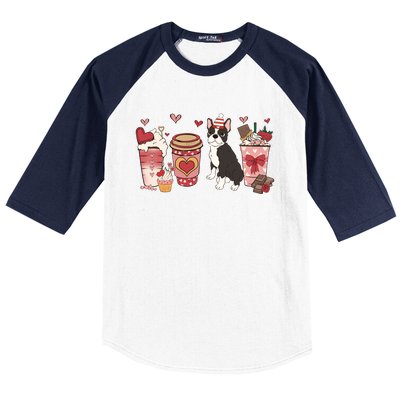 Boston Terrier Valentines Day Dog Mom Coffee Lovers Gift Baseball Sleeve Shirt