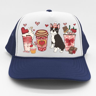 Boston Terrier Valentines Day Dog Mom Coffee Lovers Gift Trucker Hat