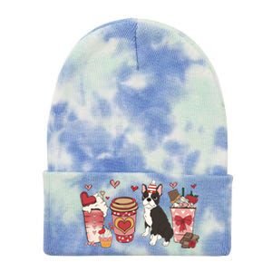 Boston Terrier Valentines Day Dog Mom Coffee Lovers Gift Tie Dye 12in Knit Beanie