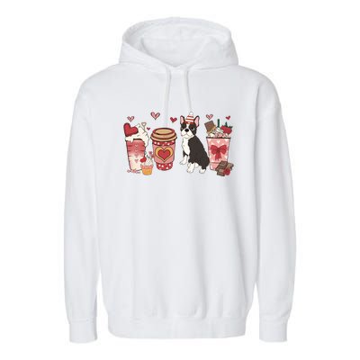 Boston Terrier Valentines Day Dog Mom Coffee Lovers Gift Garment-Dyed Fleece Hoodie