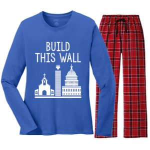 Build This Wall Separation Of Church And State Usa Gift Women's Long Sleeve Flannel Pajama Set 