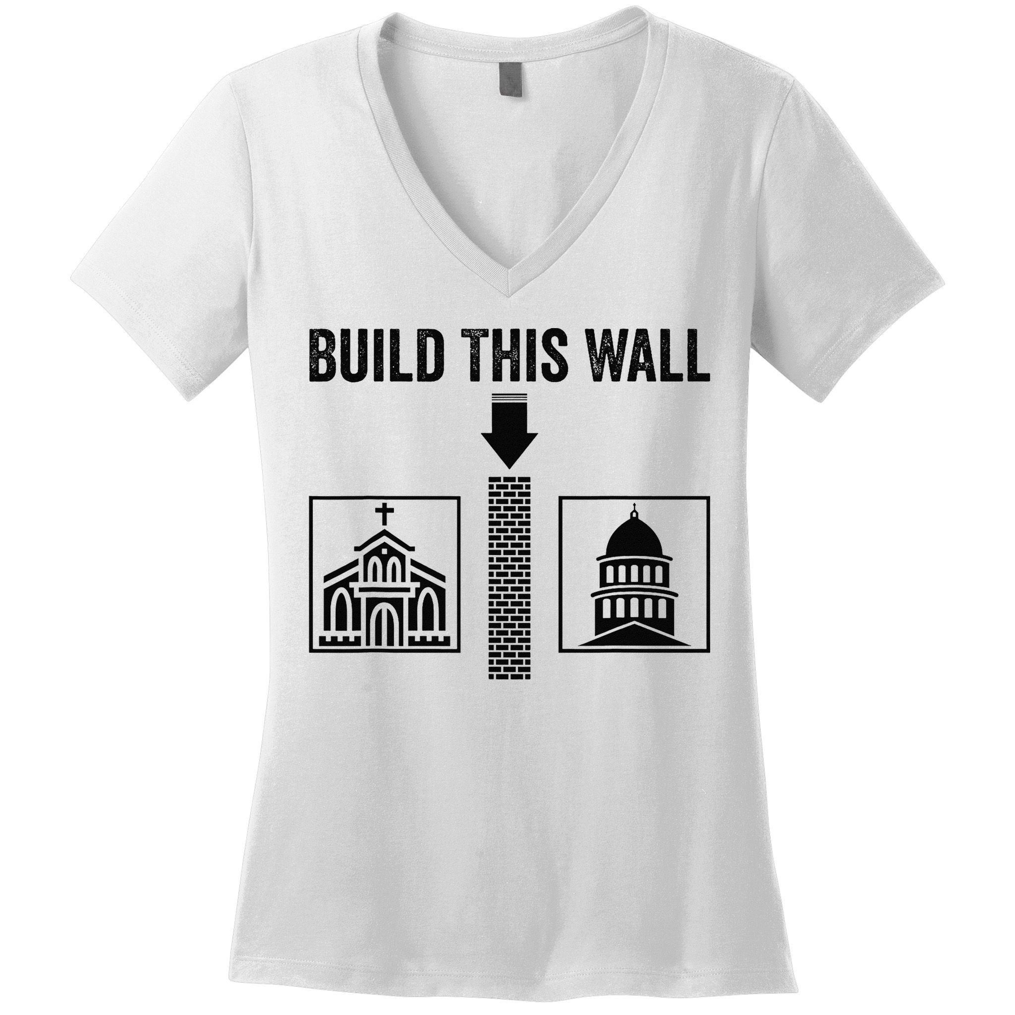 Build This Wall Separation of Church And State USA Women's V-Neck T-Shirt