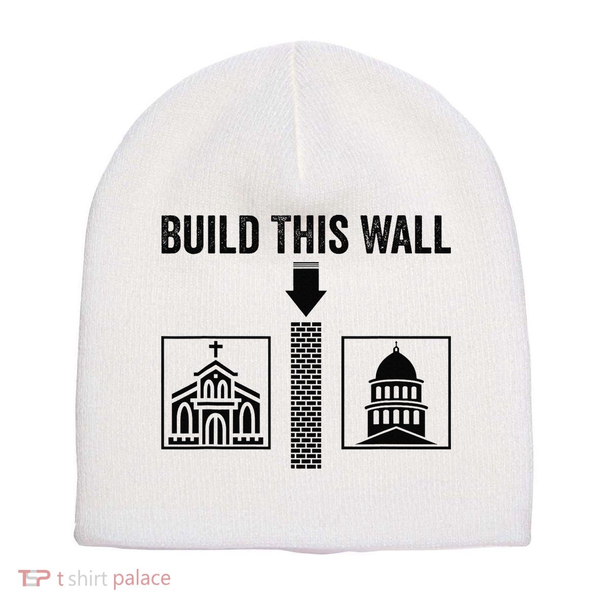 Build This Wall Separation of Church And State USA Short Acrylic Beanie