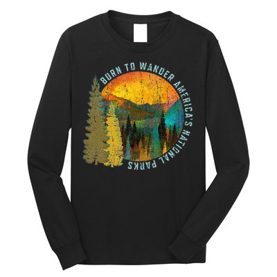 Born To Wander Americas National Parks Vintage Long Sleeve Shirt