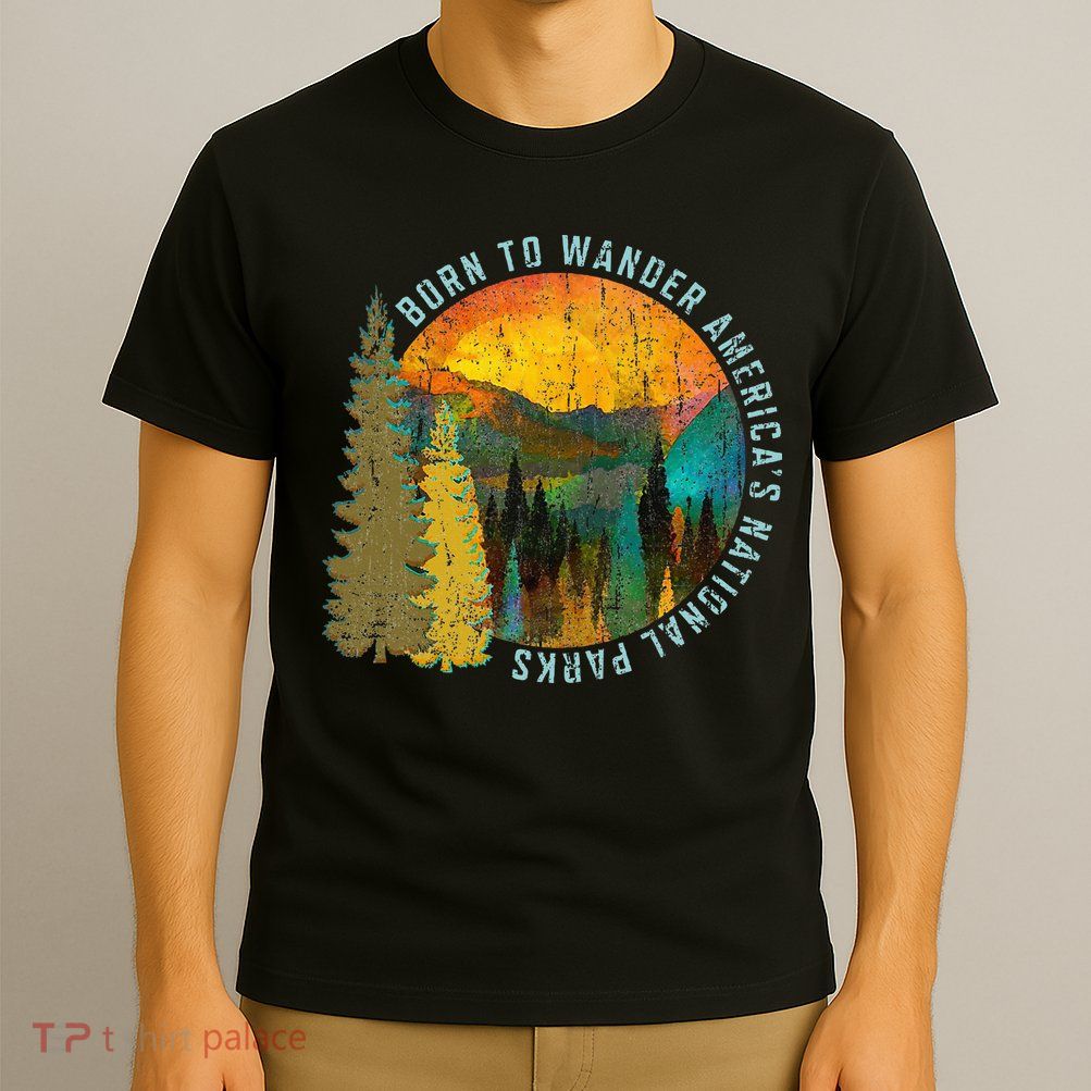 Born To Wander Americas National Parks Vintage T-Shirt