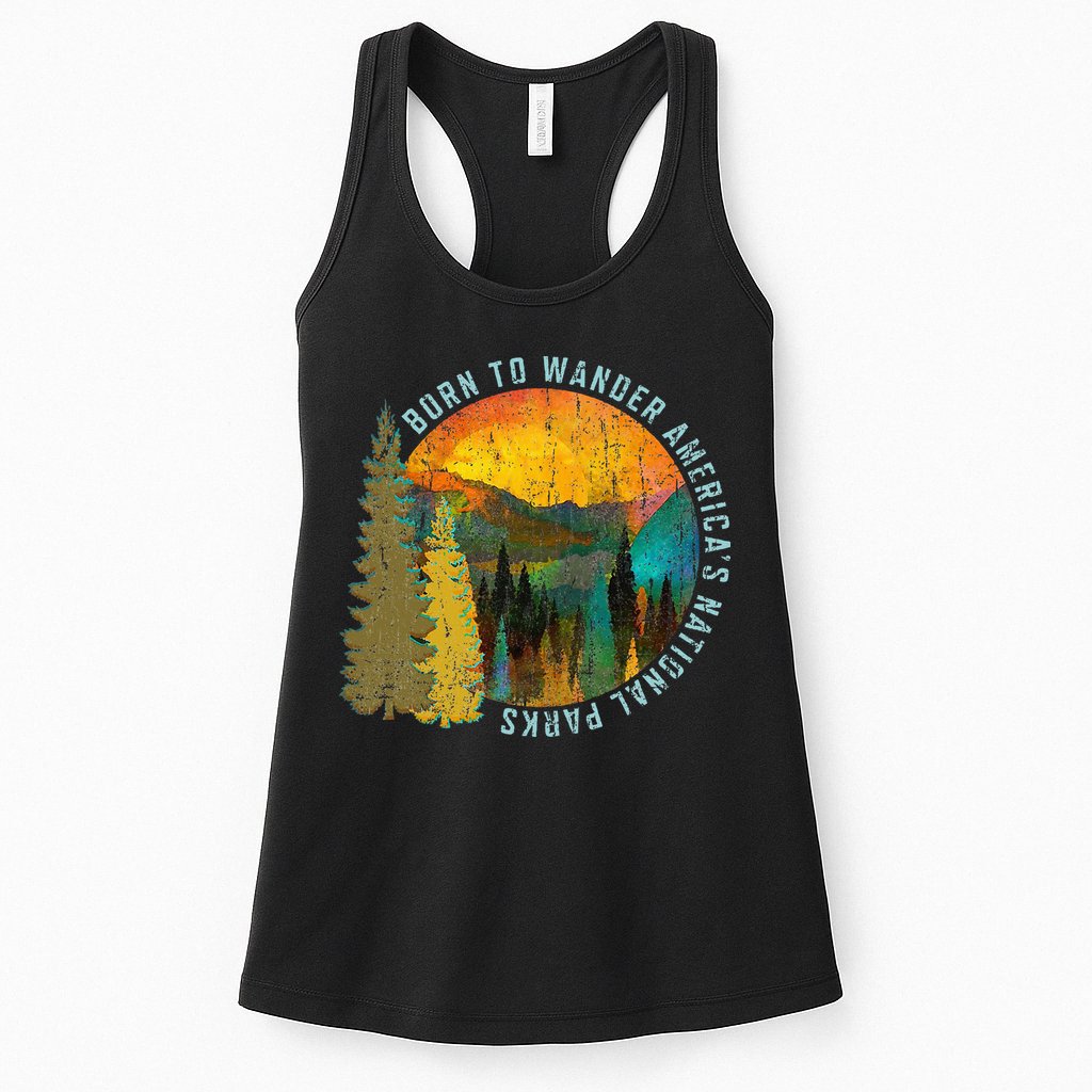 Born To Wander Americas National Parks Vintage Womens Tank Top