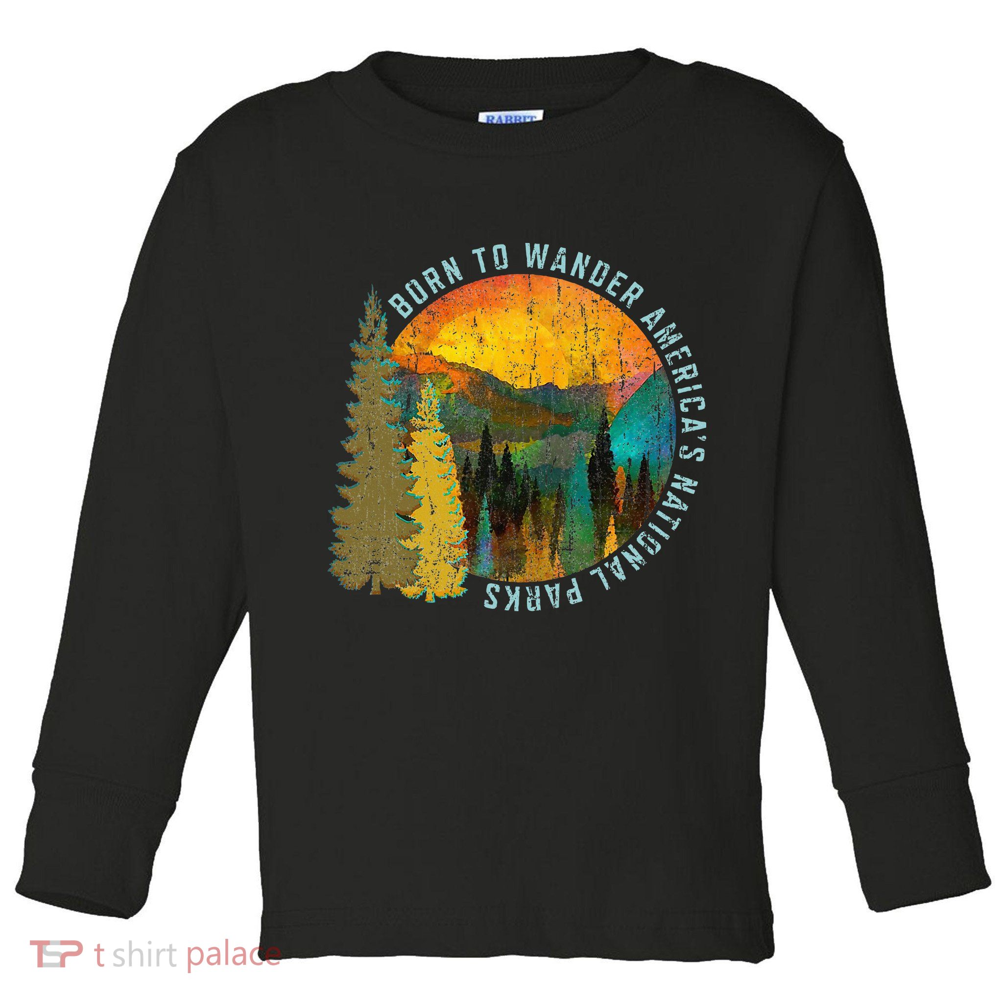 Born To Wander Americas National Parks Vintage Toddler Long Sleeve Shirt