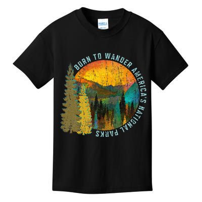 Born To Wander Americas National Parks Vintage Kids T-Shirt