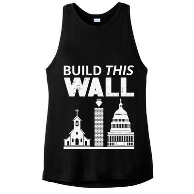 Build This Wall Separation of Church And State USA Ladies PosiCharge Tri-Blend Wicking Tank