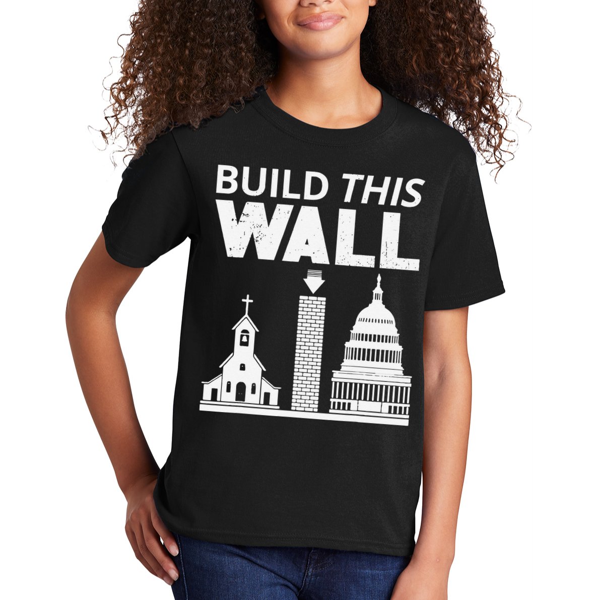 Build This Wall Separation of Church And State USA Kids T-Shirt