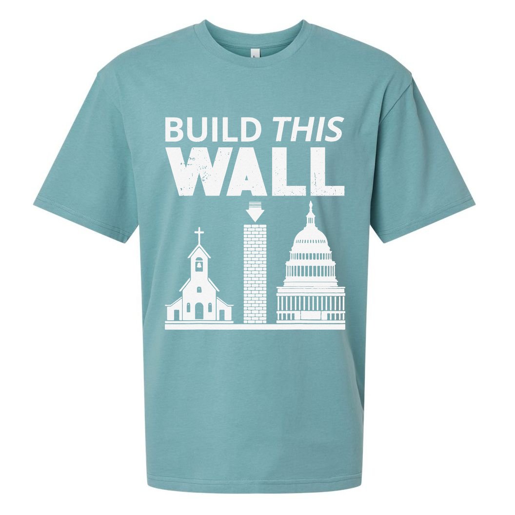 Build This Wall Separation of Church And State USA Sueded Cloud Jersey T-Shirt