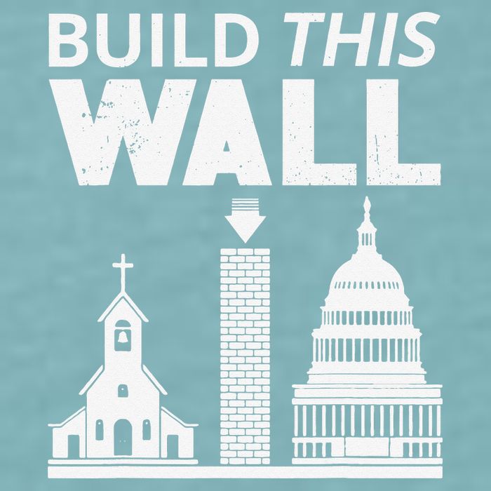 Build This Wall Separation of Church And State USA Sueded Cloud Jersey T-Shirt
