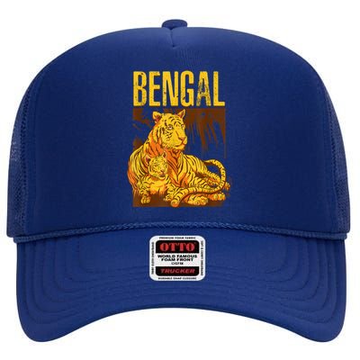 Bengal Tiger Wild Bengal Tiger High Crown Mesh Back Trucker Hat