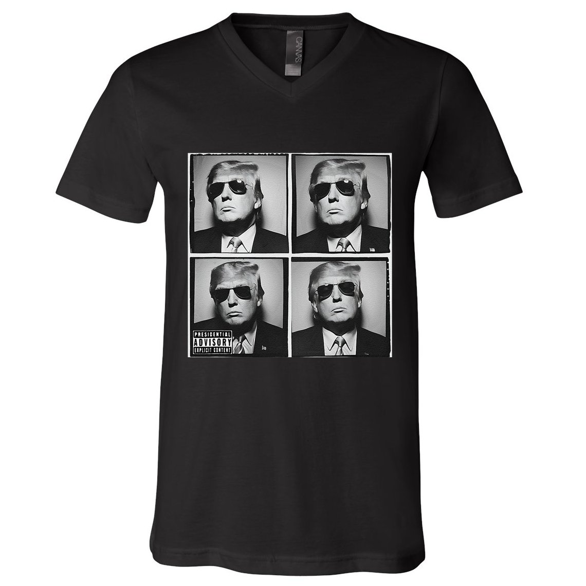Badass Trump Wearing Sunglasses Donald Trump Album Cover V-Neck T-Shirt