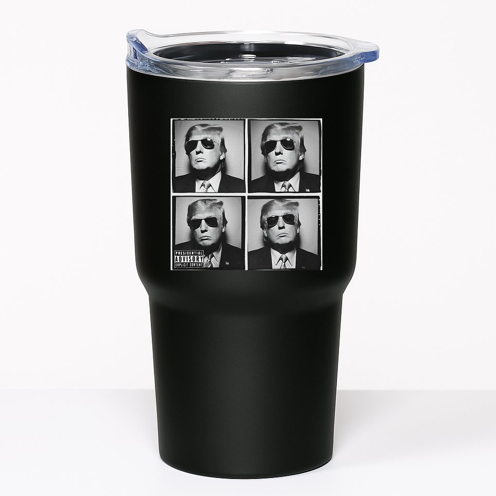 Badass Trump Wearing Sunglasses Donald Trump Album Cover Tumbler
