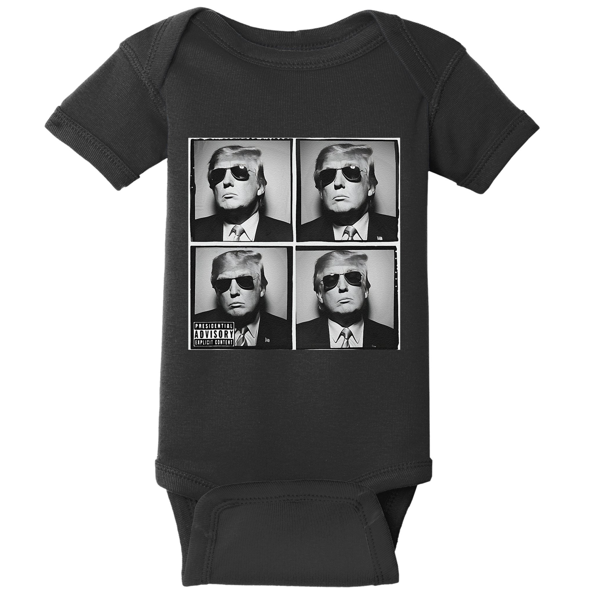 Badass Trump Wearing Sunglasses Donald Trump Album Cover Baby Bodysuit