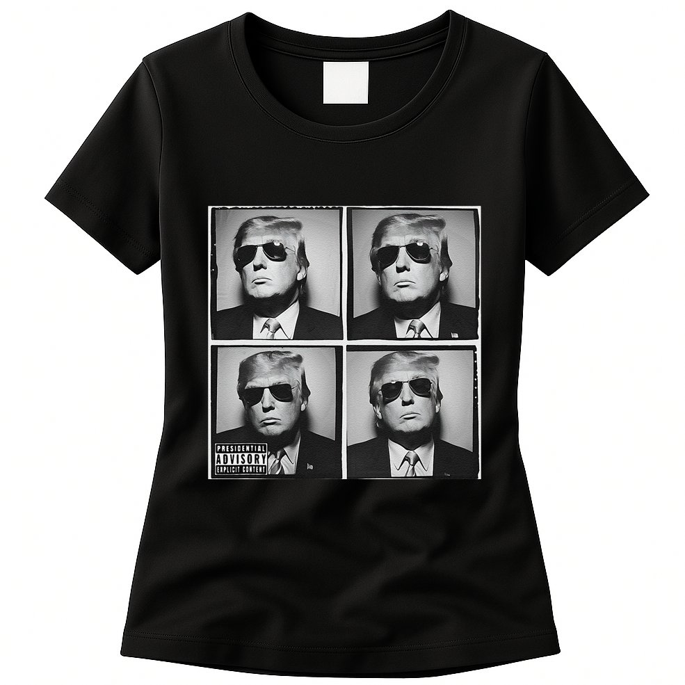 Badass Trump Wearing Sunglasses Donald Trump Album Cover Womens T-Shirt