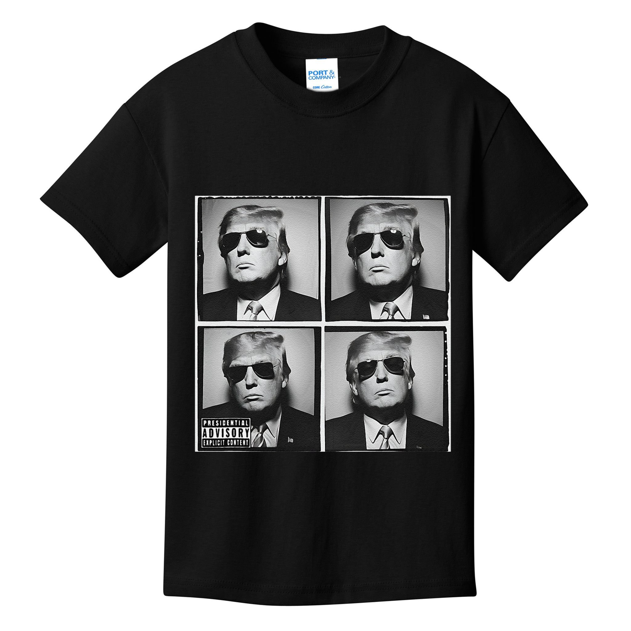 Badass Trump Wearing Sunglasses Donald Trump Album Cover Kids T-Shirt