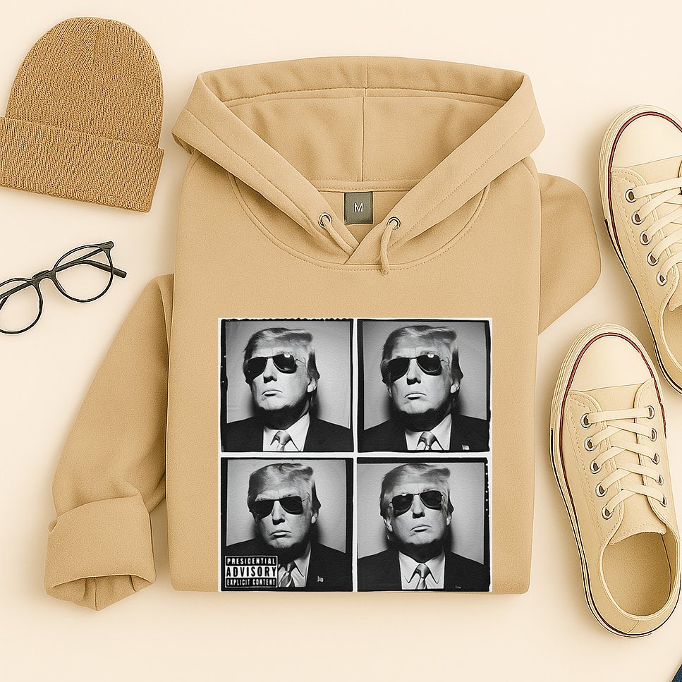 Badass Trump Wearing Sunglasses Donald Trump Album Cover Hoodie