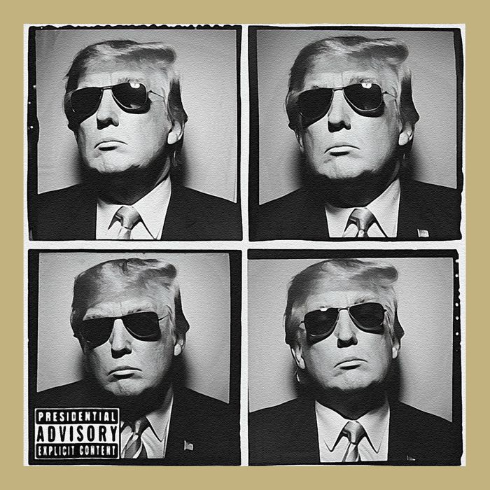 Badass Trump Wearing Sunglasses Donald Trump Album Cover Hoodie
