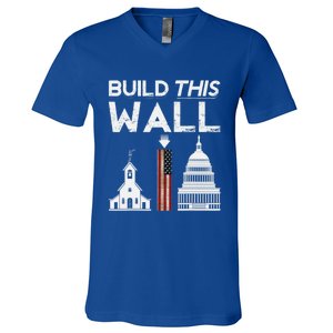 Build This Wall Separation Of Church And State Usa Gift V-Neck T-Shirt