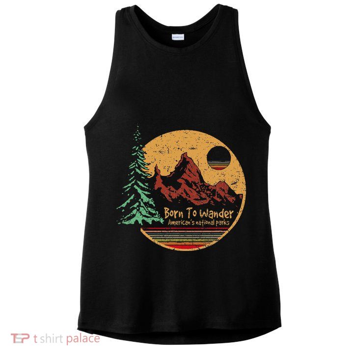 Born To Wander Americas National Parks Vintage Ladies PosiCharge Tri-Blend Wicking Tank