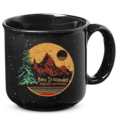 Born To Wander Americas National Parks Vintage 15oz Campfire Ceramic Mug