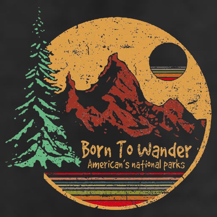 Born To Wander Americas National Parks Vintage Trucker Hat
