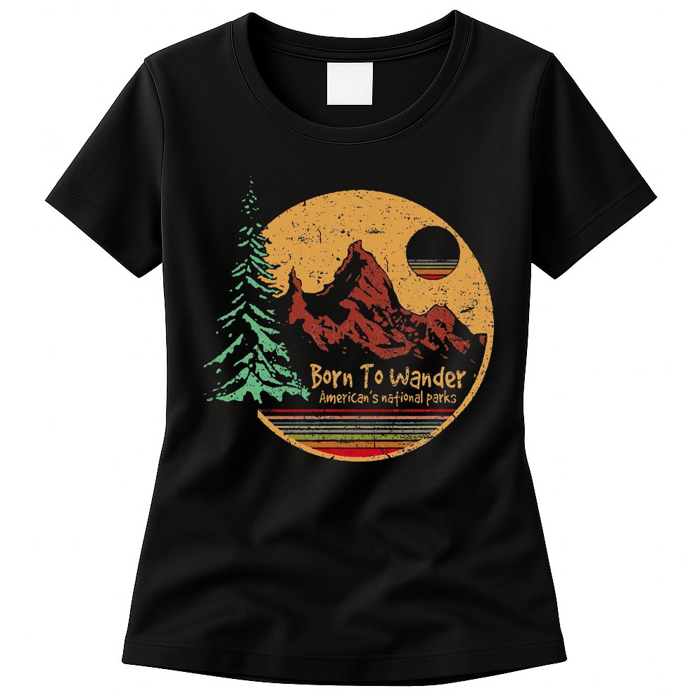 Born To Wander Americas National Parks Vintage Womens T-Shirt