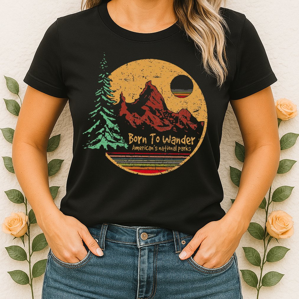 Born To Wander Americas National Parks Vintage Womens T-Shirt
