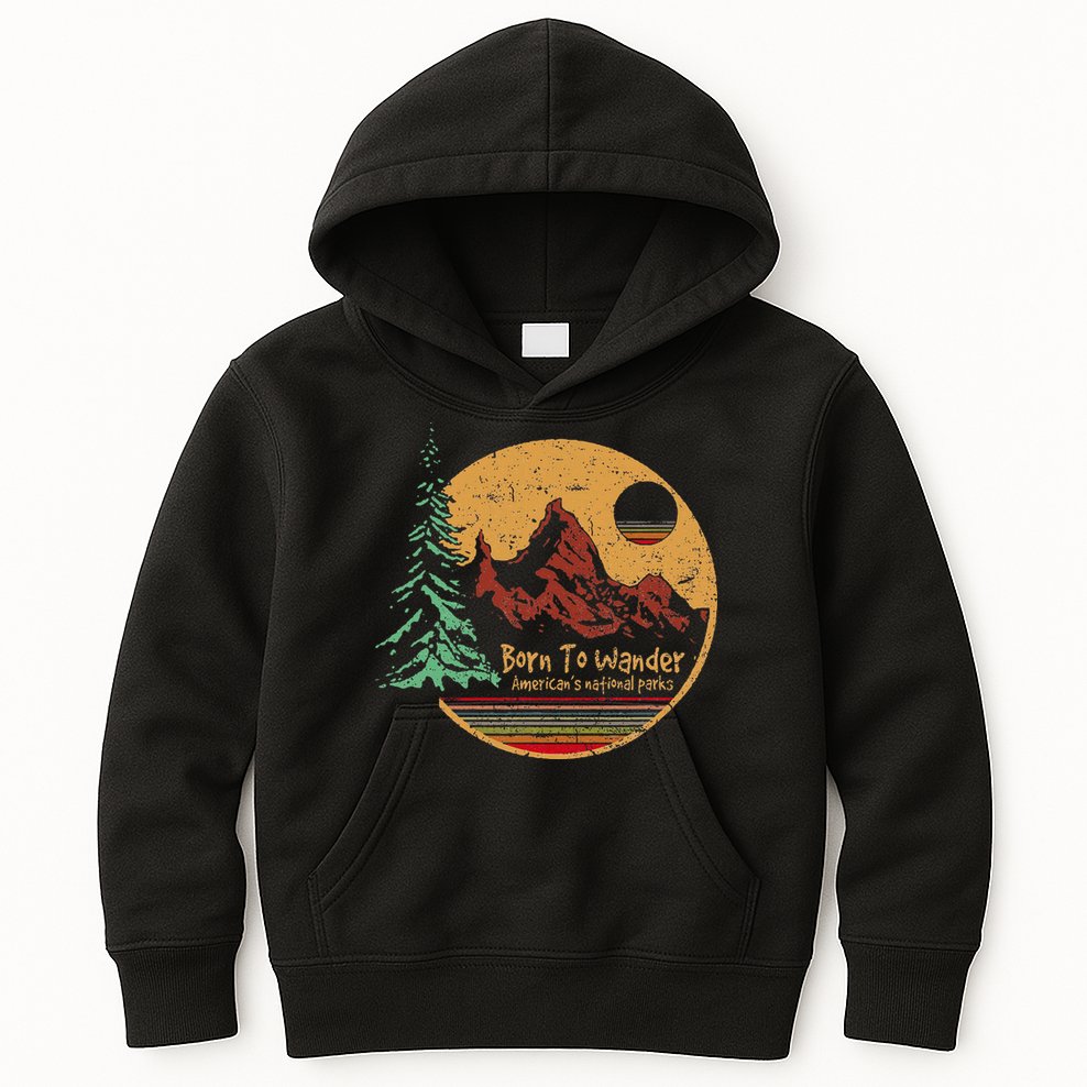 Born To Wander Americas National Parks Vintage Kids Hoodie