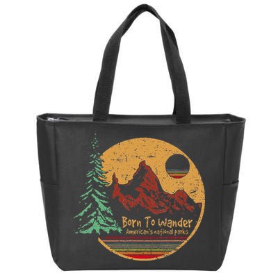 Born To Wander Americas National Parks Vintage Zip Tote Bag
