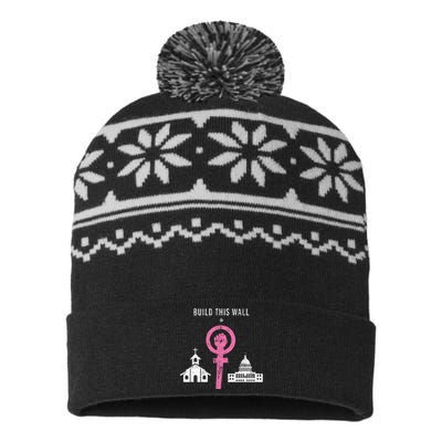 Build This Wall Separate Church And State USA-Made Snowflake Beanie