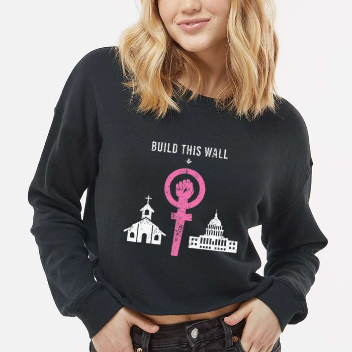Build This Wall Separate Church And State Cropped Pullover Crew