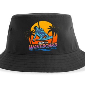 Born To Wakeboard Cool Wakeboarder Sustainable Bucket Hat