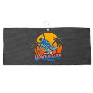 Born To Wakeboard Cool Wakeboarder Large Microfiber Waffle Golf Towel