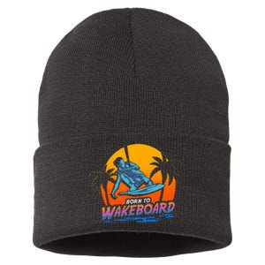 Born To Wakeboard Cool Wakeboarder Sustainable Knit Beanie